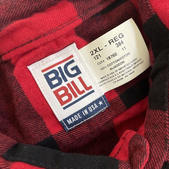 Big Bill Flannel Shirt Mens XXLBuffalo Plaid Lumberjack Brawny USA Heavyweight70 - Picture 8 of 9